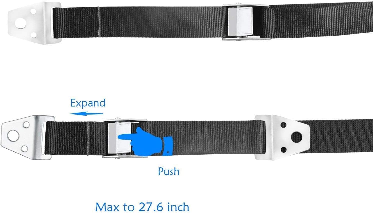 Heavy Duty Metal Anti Tip Straps - Adjustable Safety Furniture Wall Anchors for Baby Proofing Flat Screen TVs, Dressers, Bookcases, Cabinets - No Plastic Parts - Pack of 2