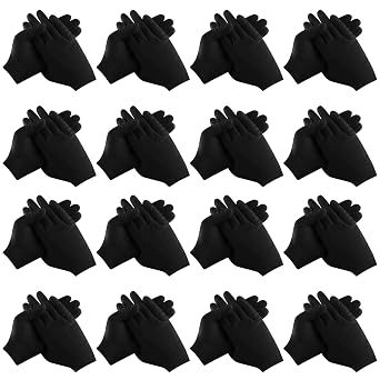 16 Pairs White Cotton Gloves, Breathable & Stretchable Work Gloves for Hand Care, Spa, Inspection, and General Maintenance(Black)
