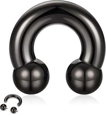 GAGABODY Septum Jewelry Unisex Nose Rings Hoop G23 Titanium Horseshoe Large PA Ring 12G 10G 8G 6G 4G 2G 0G Internally Threaded Circular Barbell Stretched Gauges Ear Piercing 10mm-19mm