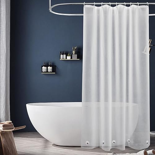 Miniatura 13 de EurCross Cortina de ducha transparente con ganchos y 5 pesos imanes, resistente al agua, de alta calidad, 9G, PEVA, cortina de ducha de plástico