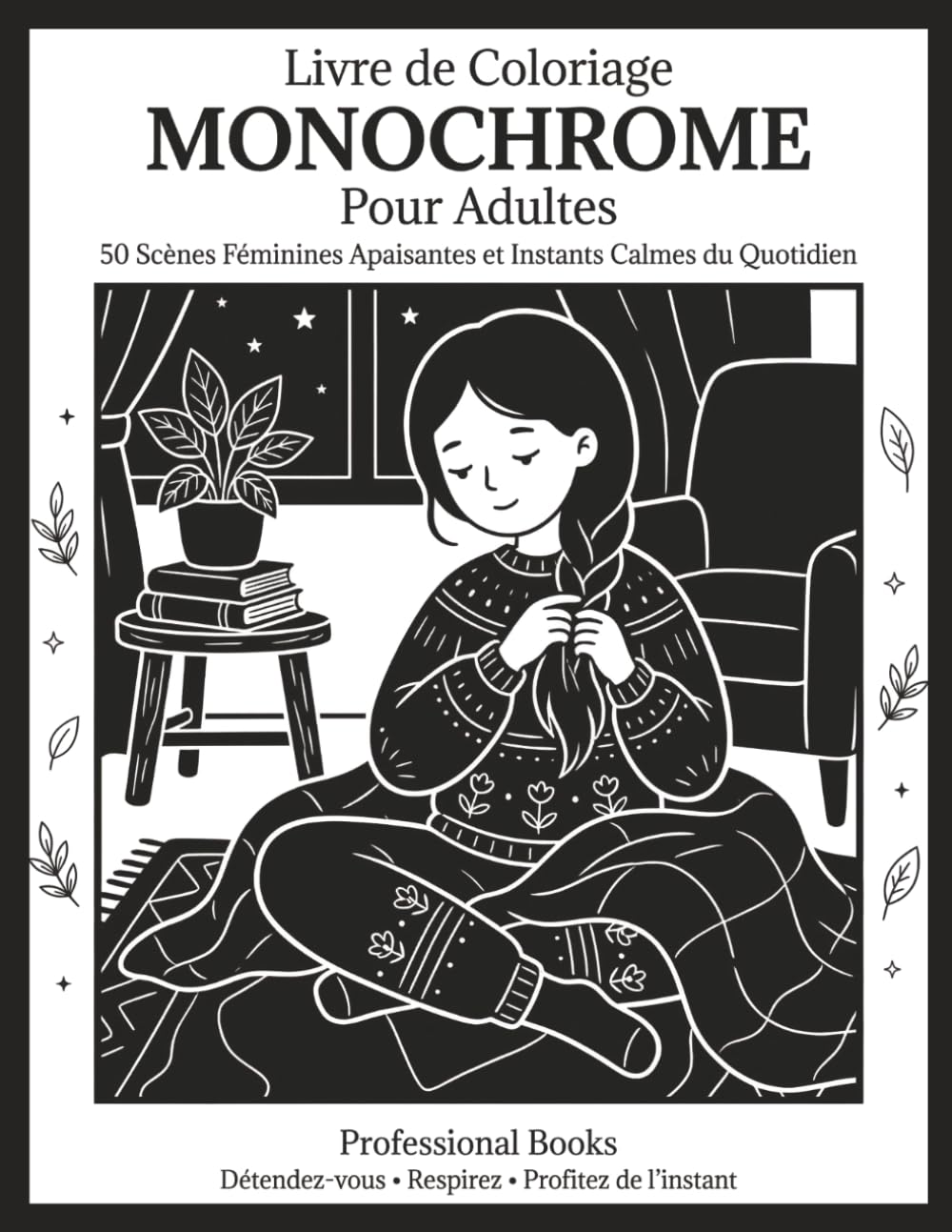 Livre de Coloriage Monochrome Pour Adultes: 50 Scènes Féminines Apaisantes et Instants Calmes du Quotidien (Collection Monochrome Détente)