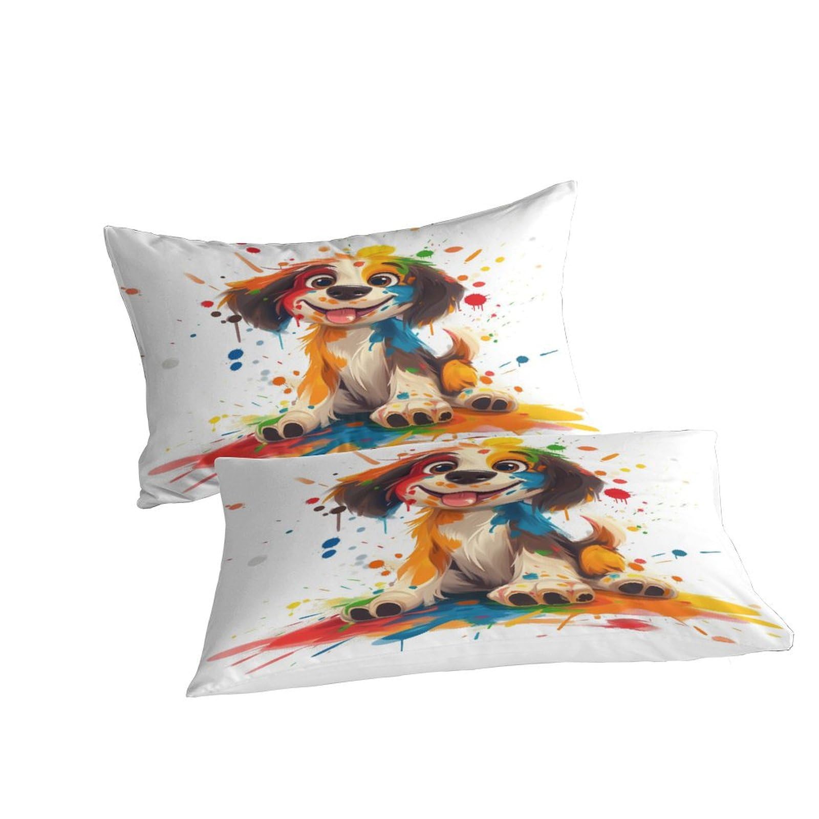 simpatico modello di cucciolo Set Di Biancheria Da Letto Con Copripiumino E Federe,motivo Color Reversibile,facile Da Lavare,anallergico,morbido E Liscio Matrimoniale Double（200x200cm）