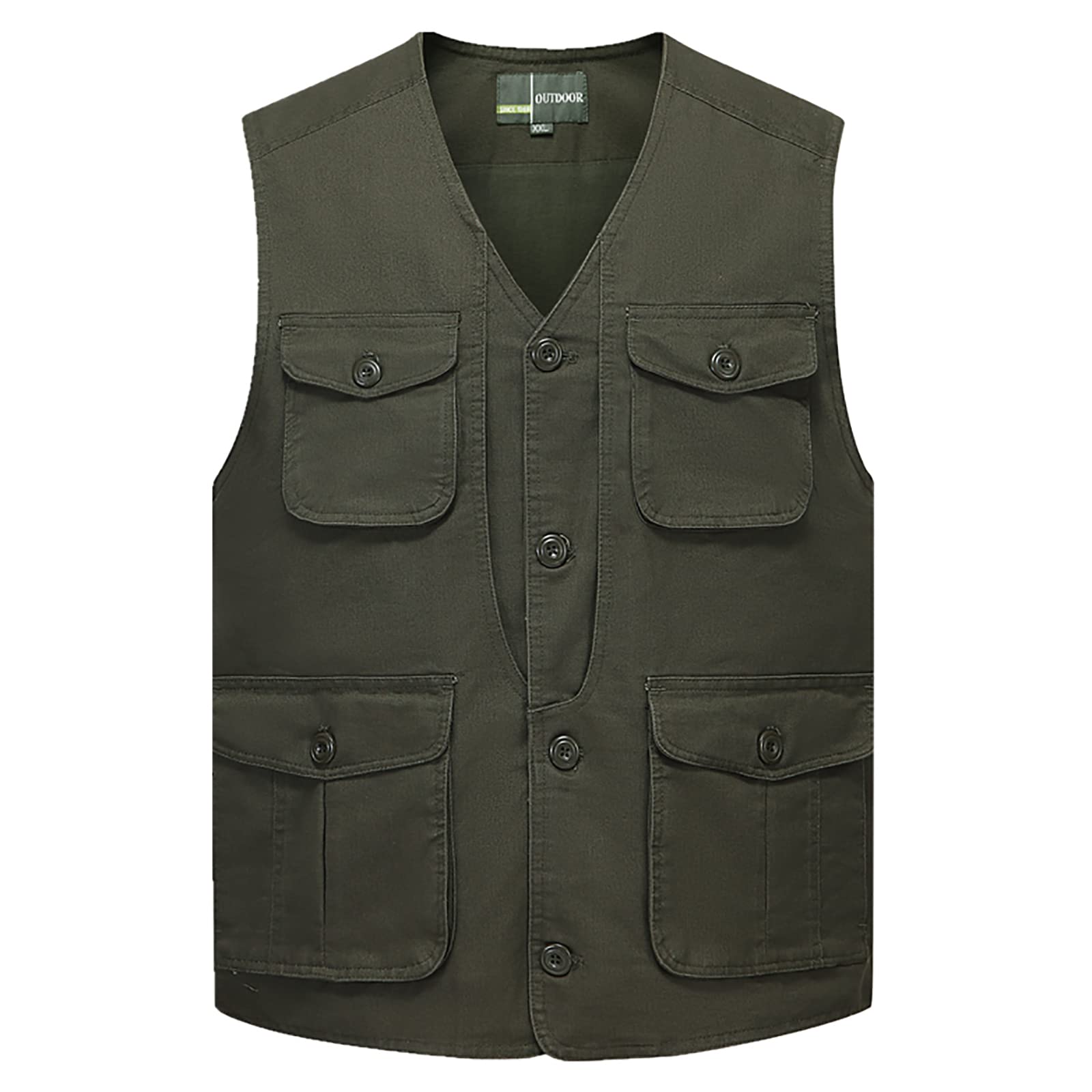 Hombres Chaleco de Pesca con Multibolsillos Respirable para Cámping Fotografía Caza Senderismo Viajes(Size:3XL,Color:Verde)