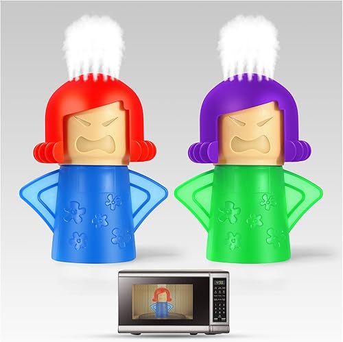 Spardar Angry Mama - Limpiador a vapor para horno de microondas, paquete de 2 limpiadores de microondas para cocinas, la manera divertida y fácil de