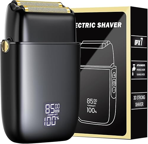 Maquinilla de afeitar eléctrica para la cara de hombre, afeitadora eléctrica para hombres, afeitadora de aluminio con 3 velocidades ajustables,
