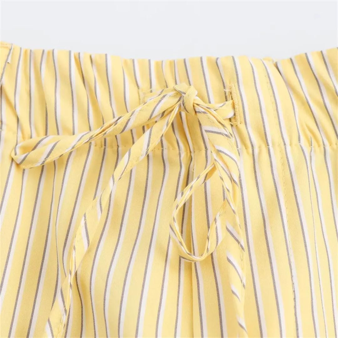 Set da donna a righe allentato - camicia e pantaloni abbinati