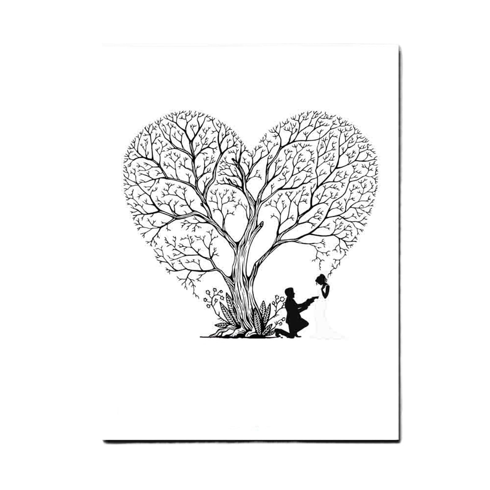 Lienzo de huella digital árbol decorativo para firmas en fiestas de aniversario y bodas