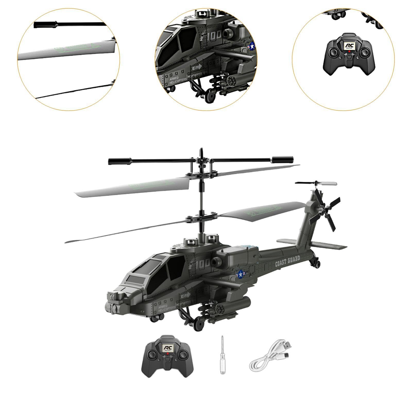 Harilla Ferngesteuerter Hubschrauber mit Lichtern, Sammlerstücke, 1 Schlüssel, Start/Landung, Flugzeug, Gyro-Stabilisator, RC-Helikopter für Anfänger, Grün