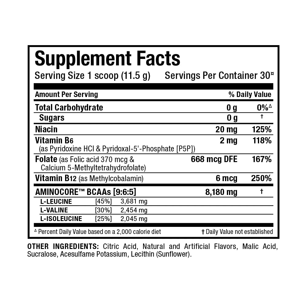 ALLMAX Nutrition AMINOCORE BCAA Powder, 8.18 Grams of Amino Acids, Intra and Post Workout Recovery Drink, Gluten Free, Pineapple Mango, 315 g
