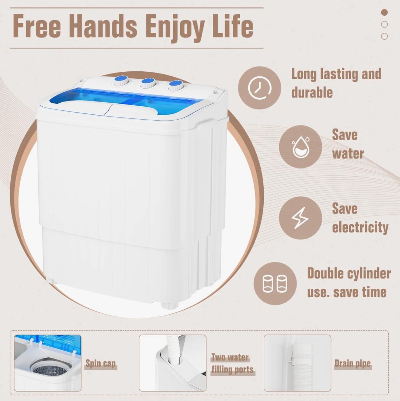 Household Appliances ZOKOP XPB46-RS4 13Lbs Semi-automatic Twin Tube Washing Machine US Standard White & Blue