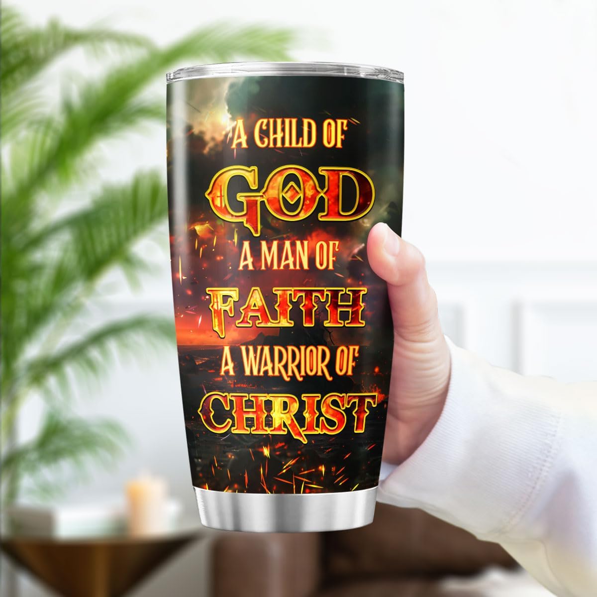 Jesus Is My Savior 20oz Stainless Steel Tumbler, Christian Warrior Design for Men of Faith, Religious Travel Mug for Church, Prayer, Bible Study, for Dad, Husband, Grandpa image 3