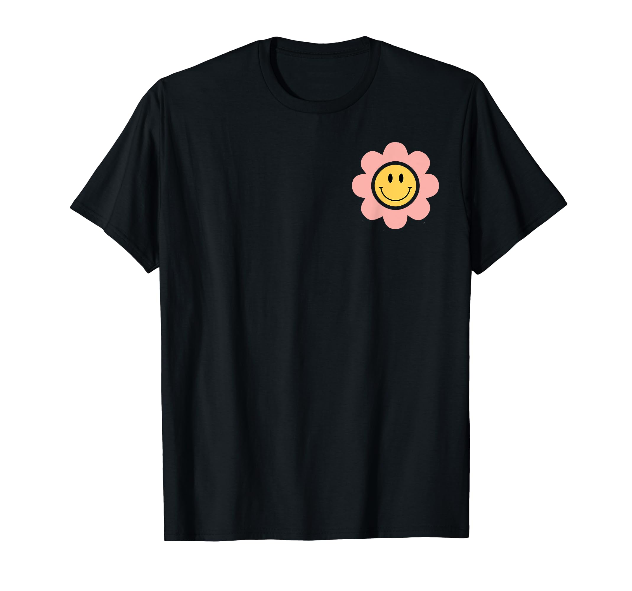 Yellow Smile Face Cute Daisy Groovy 70s T-Shirt