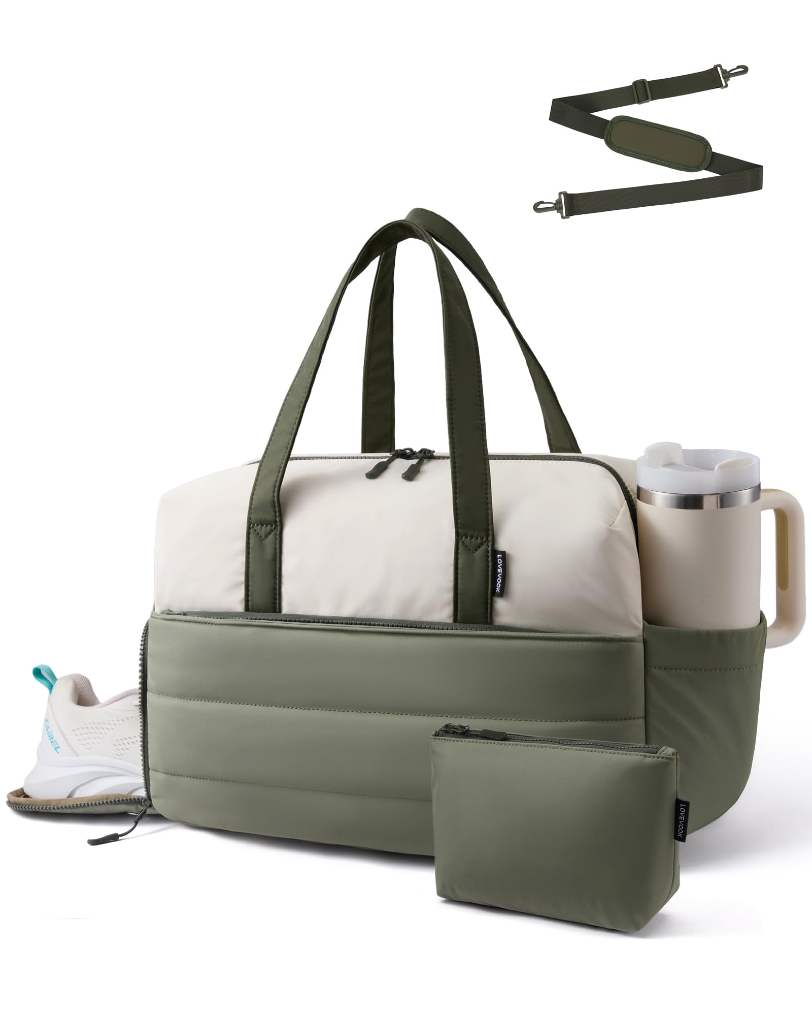 LOVEVOOK Sporttasche Reisetasche Klein Damen, Leichte Puffer Weekender Travel Bag Kliniktasche Geburt, Schwimmtasche Gym Tasche mit Schuhfach für Fitness, Flugzeug Reise Urlaub