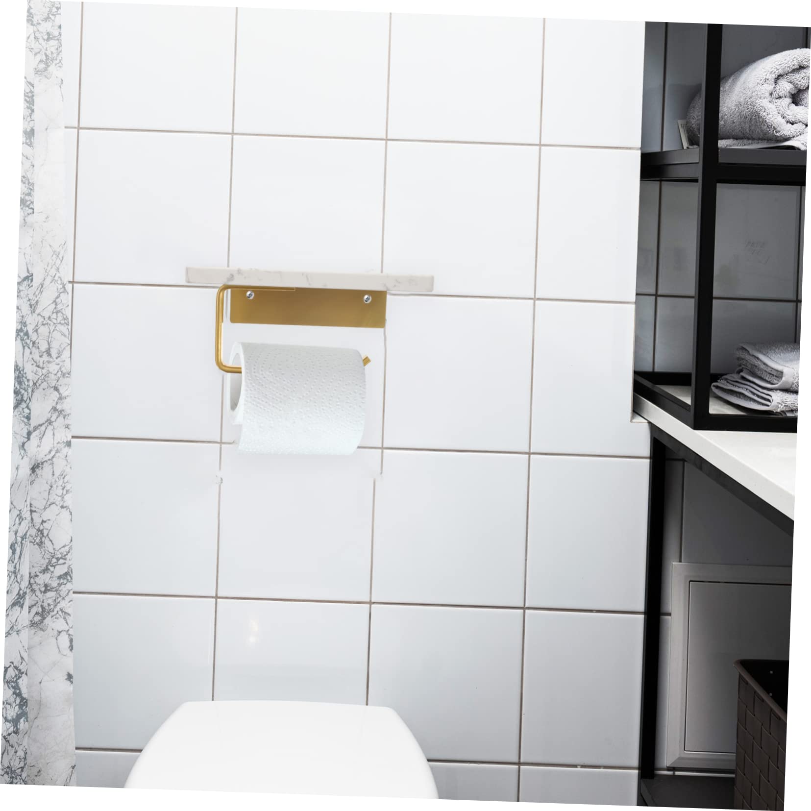 jojofuny Portarrollos de Papel Higiénico Instalación Fácil con Estante de Mármol, Superficie Lisa, para Pared, Adecuado para Baño y Cocina