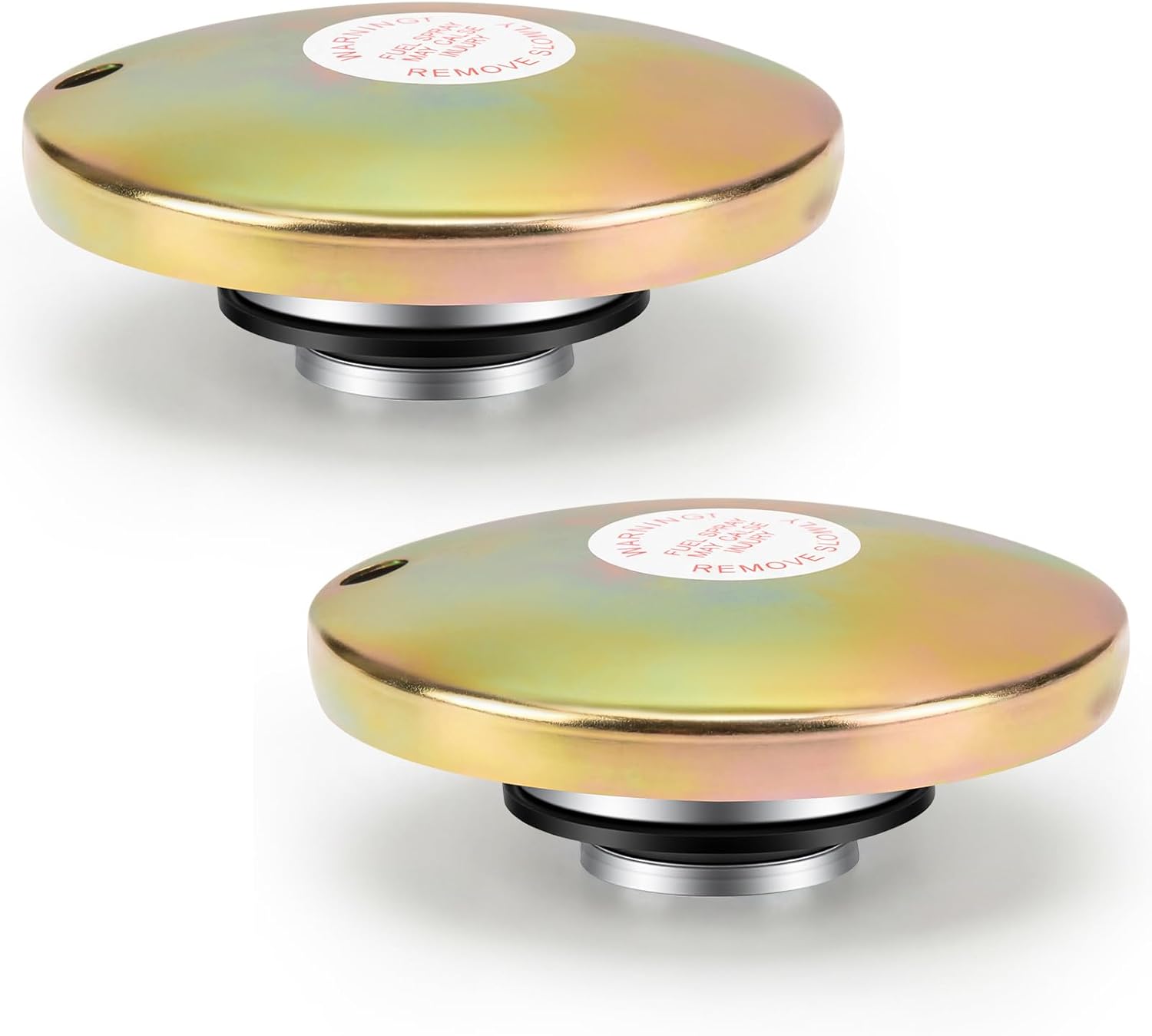 Frienda 2 Inch Vented Diesel Tank Cap, Leak Proof Transfer Cover with Heavy Duty Metal Construction, Replacement Auxiliary Oil Lid for Truck off Road Pickup Generator, Top Cover Only(2 Pcs,Gold)