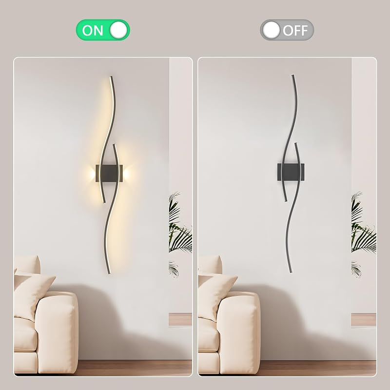 SUCIKORIO Modern LED Fali Lámpa 100 cm - 35W Fekete Alumínium Világítás 3000K-6500K Állítható Fényerővel - Nappali, Hálószoba, Folyosó Falik
