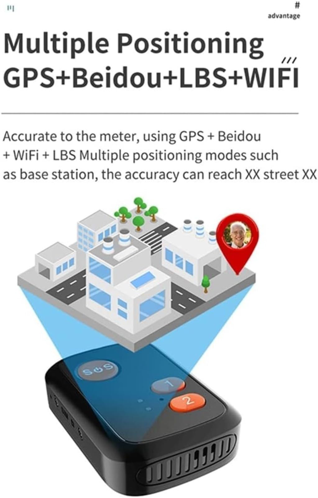 Localizzatore GPS per anziani, ciondolo SOS 4G, monitoraggio in tempo reale, chiamate vocali bidirezionali, avvisi di recinzione geografica, impermeabile IPX7, pulsanti di selezione rapida, per