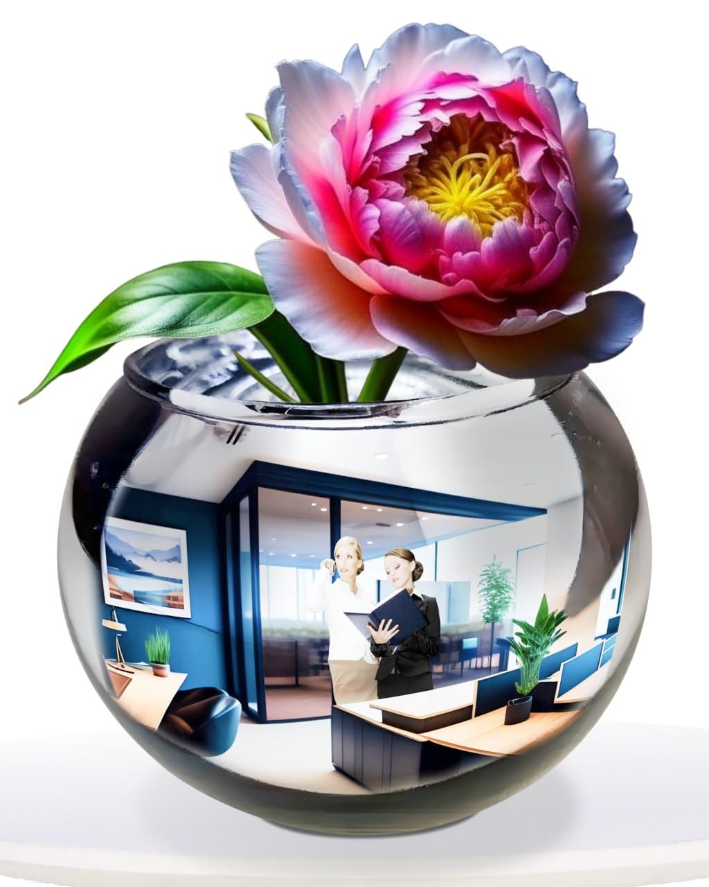 TidyFriend Convex Mirror Vase, 8 Inch Cubicle Mirror to See Behind You, Multipurpose Aesthetic Office Accessories, Office Cubicle Decor Organizer (