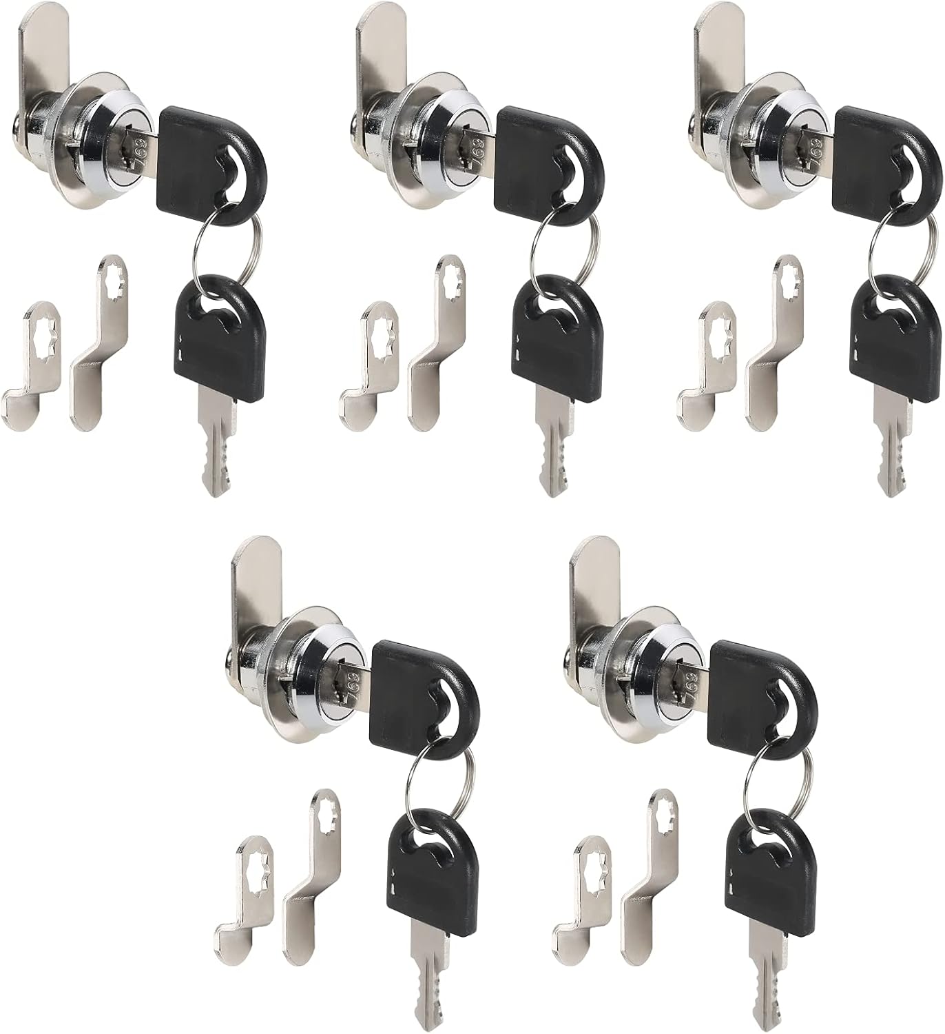 Cam Lock,Security Mailbox, Cabinet Set with Key,Cylinder Drawer Door,Chrome-Finish Zinc Alloy,Pack of 5(S16mm)