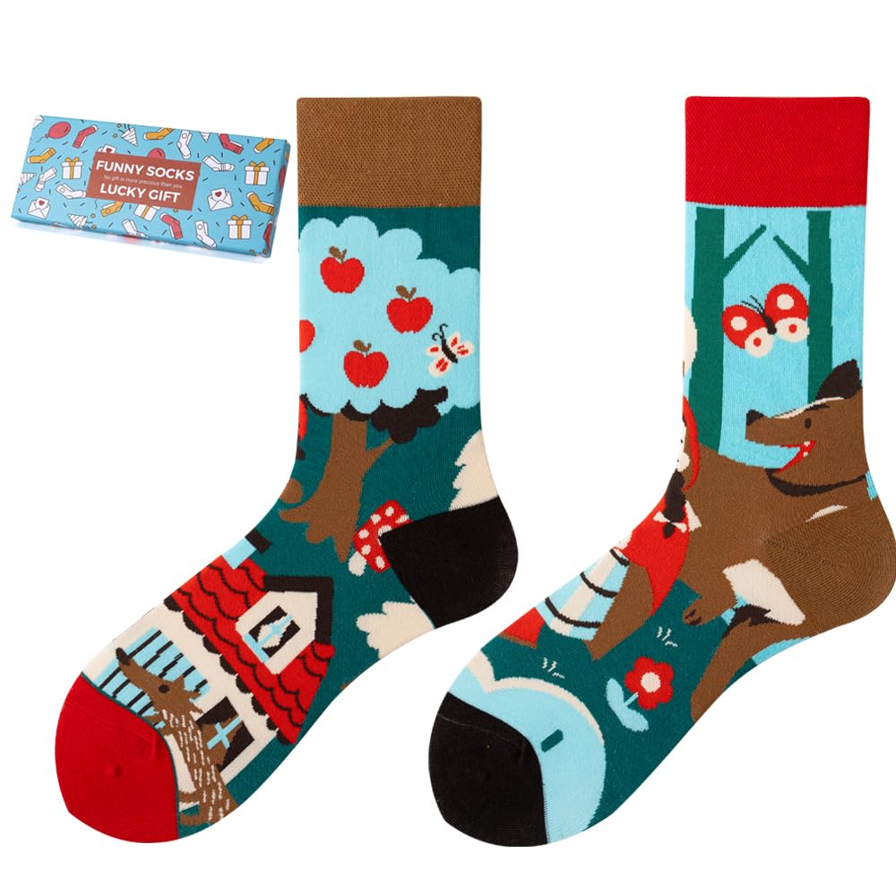 Calcetines Divertidos Unisex para Mujer y Hombre con Diseños Asimétricos en Par - Temas Animales, Comida, Fruta, Deporte y Arte en Algodón - Ideal para Regalos — view 139
