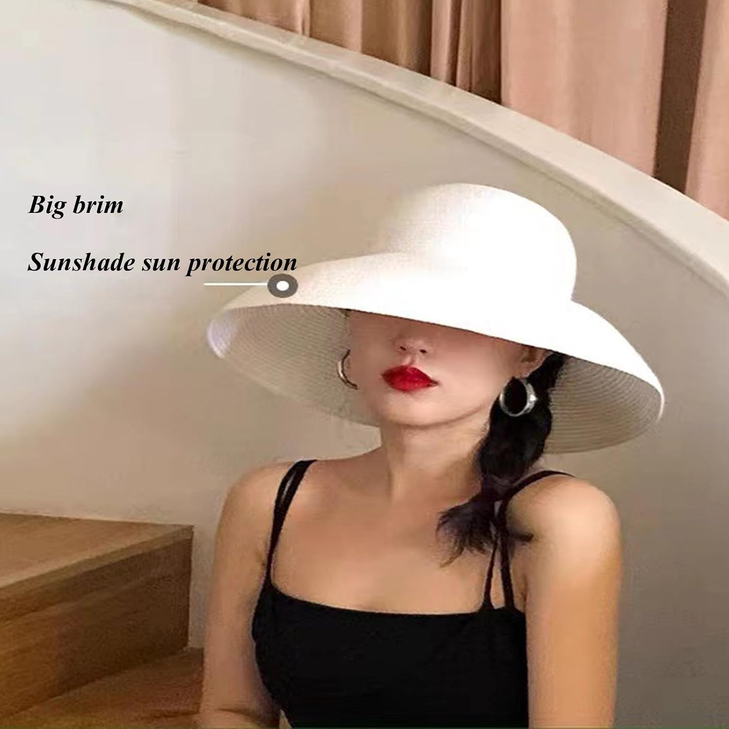 Women's Floppy Wide Brim Summer Beach Straw Hat UPF 50+ Sun Hat