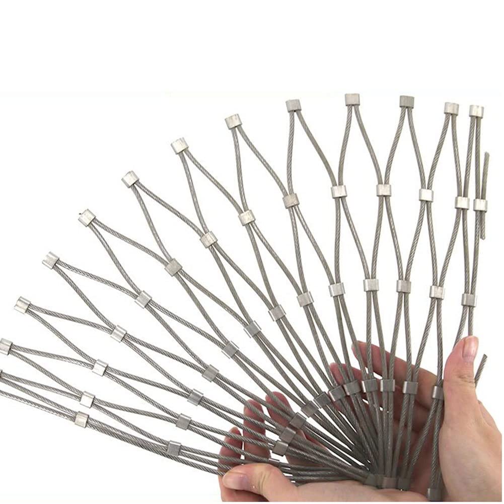 Cable de Acero Inoxidable de Cuerda de Alambre, Red de Jaula de Aves de Corral de Animales de Cuerda de Alambre Flexible y Resistente al óxido con 50 Uds Mangas de prensado for Cubierta