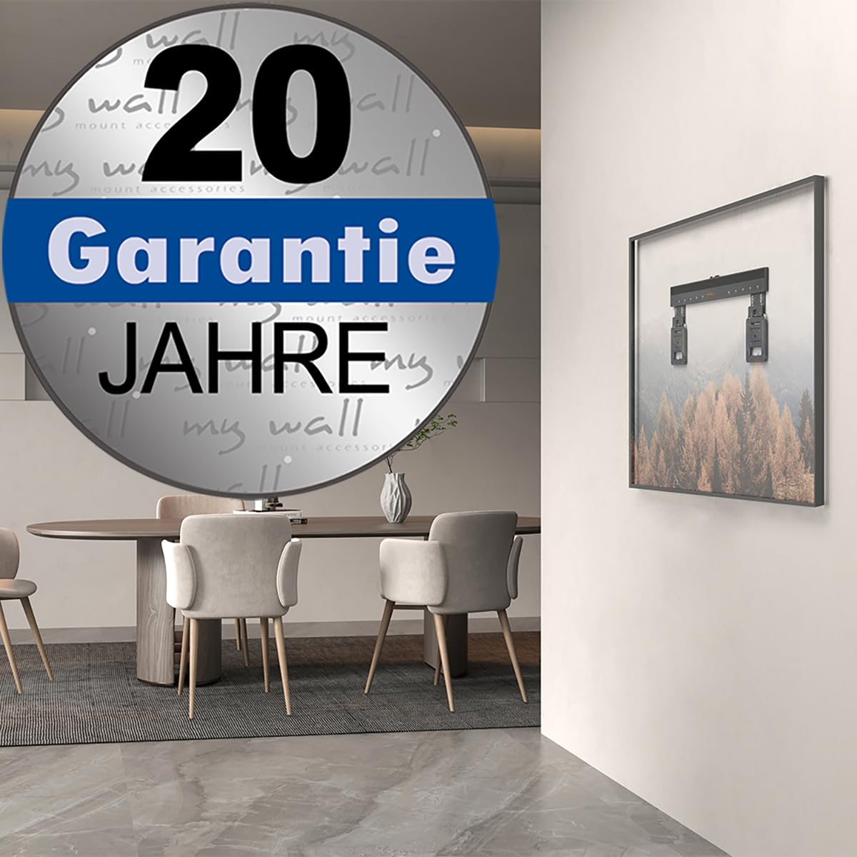 Mywall HE7-2L Support Mural Universel Ultra Fin pour écran Plat de 43 à 100 Pouces, Charge jusqu'à 75 kg, Support TV Universel Ultra Fin, Distance au Mur 9,5 mm