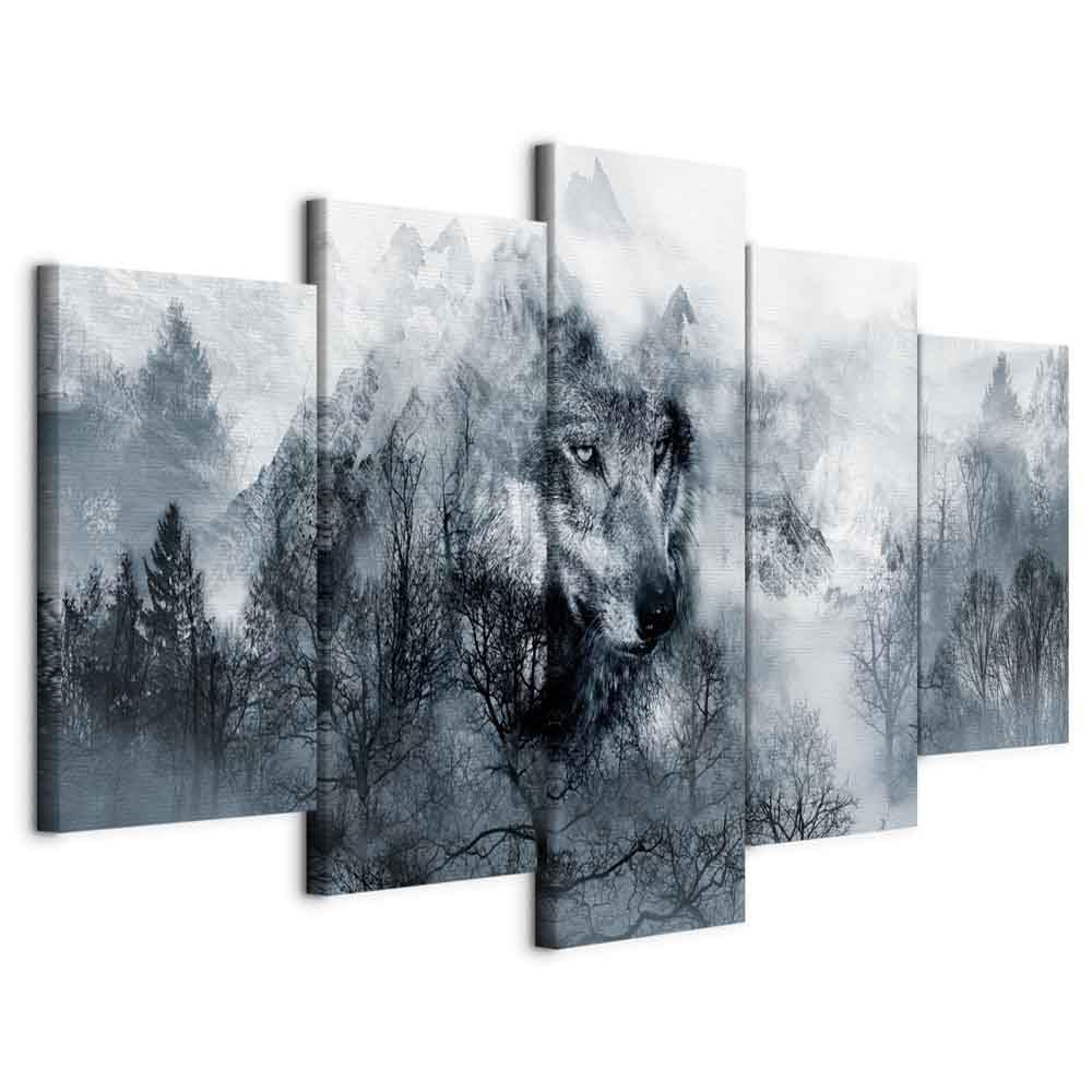 murando Cuadro en Lienzo Lobo animales 200x100 cm - Cuadros decorativos Decoracion Decorativo para Pared salon modernos dormitorios - De Pared Bosque Naturaleza Invierno Abstracción g-A-0139-b-m