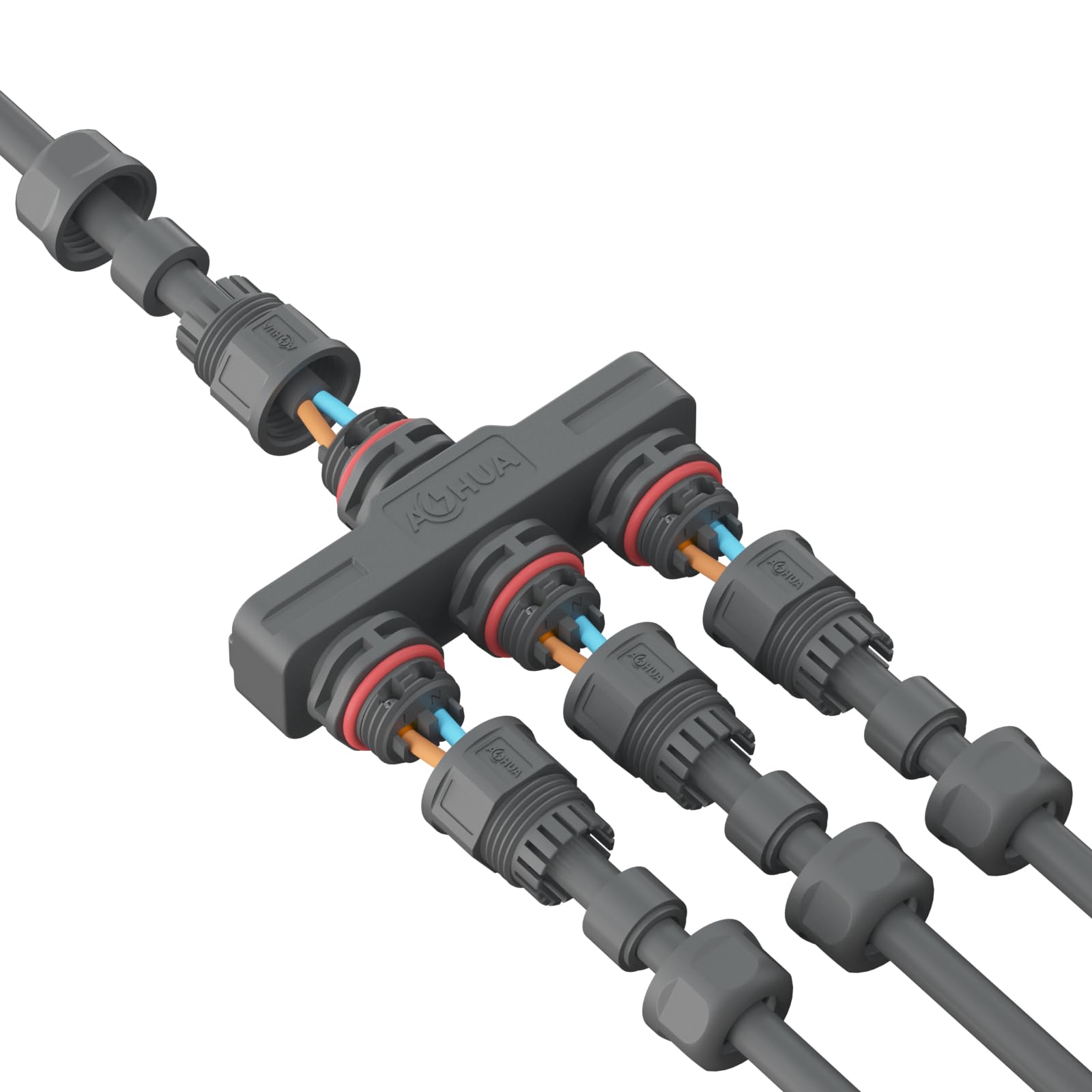 AOHUA M16 Waterproof Connector Outdoor Electrical Splitter Plug for 2pin Cables LED Connector IP68