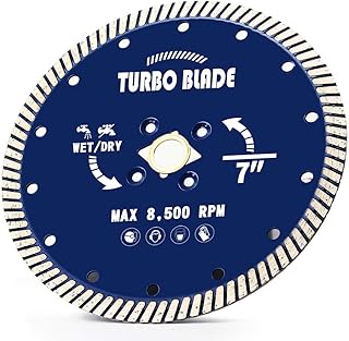 7" Diamond Turbo Blade 7 inch Cutting Granite Blade for Porcelain Tile Granite Marble ((7")