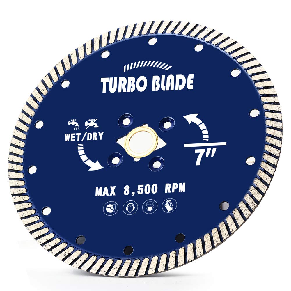 7" Diamond Turbo Blade 7 inch Cutting Granite Blade for Porcelain Tile Granite Marble ((7")