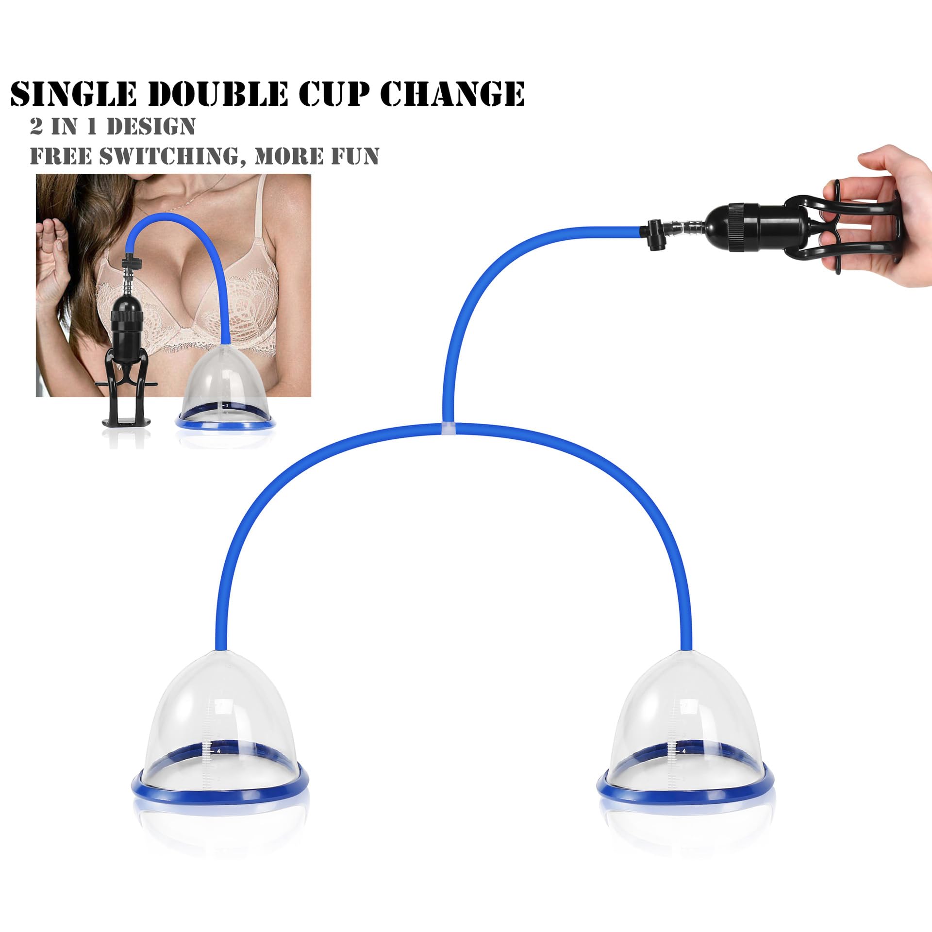 Pompe à Seins et Suce-Tétons avec Saugkraft Pompe à Vide pour Seins et Pussy Jouet Érotique SM pour Femmes