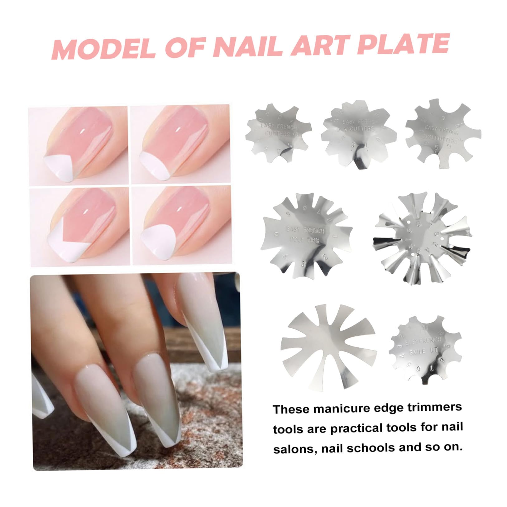 Healeved 21piezas Plantillas De Manicura De Inoxidable Para Diseño De Uñas Herramienta De Corte Para Arte De Uñas Plantillas Francesas y Estilo