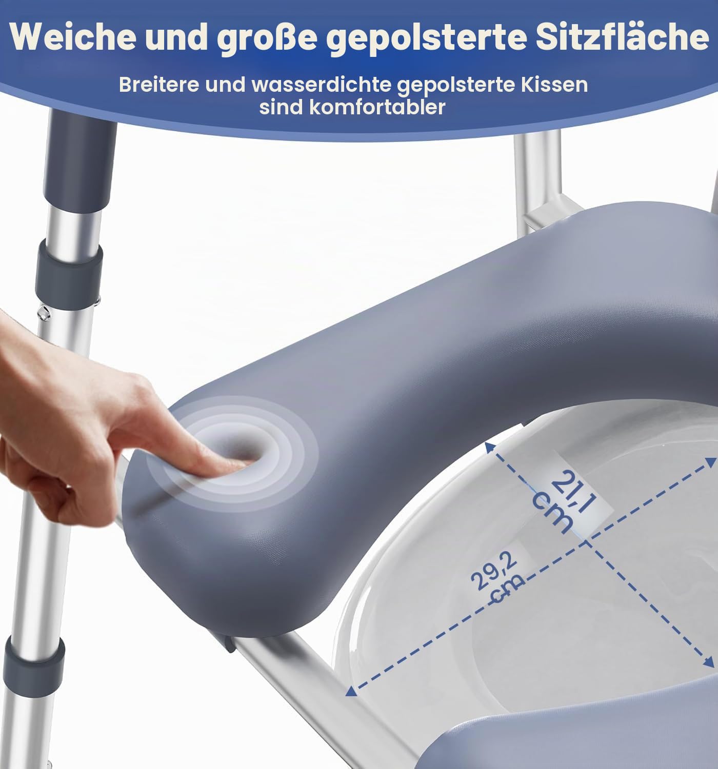 HOMLAND Toilettensitzerhöhung für Senioren, erhöhter WC-Sitz mit Griffen und gepolstertem Sitz, verstellbare Höhe und Breite, 180 kg Handicap, erhöhter Toilettensitz für ältere Menschen, Schwangere