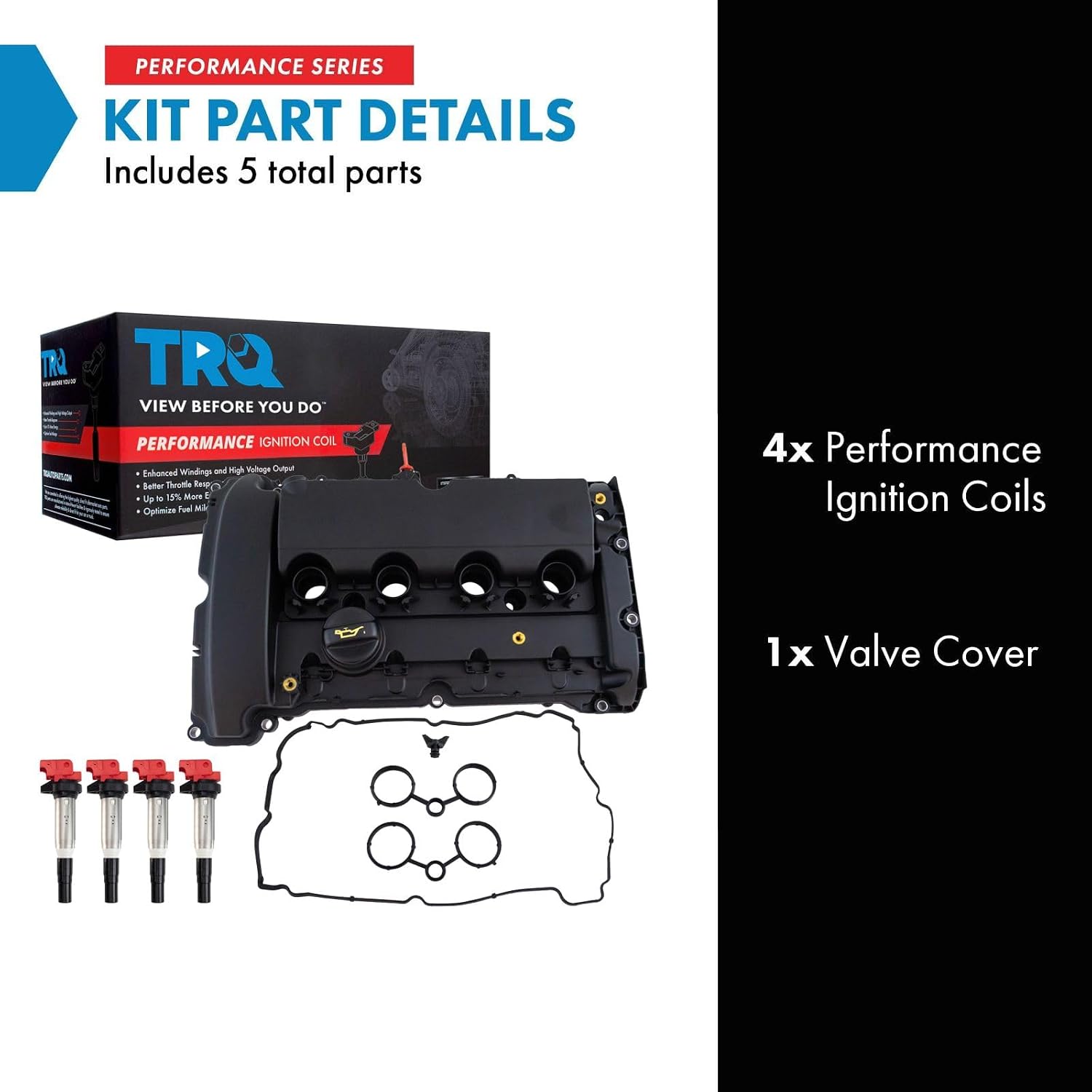 TRQ Ignition Coil Kit 5 Piece High Performance Compatible with 2007 Mini Cooper