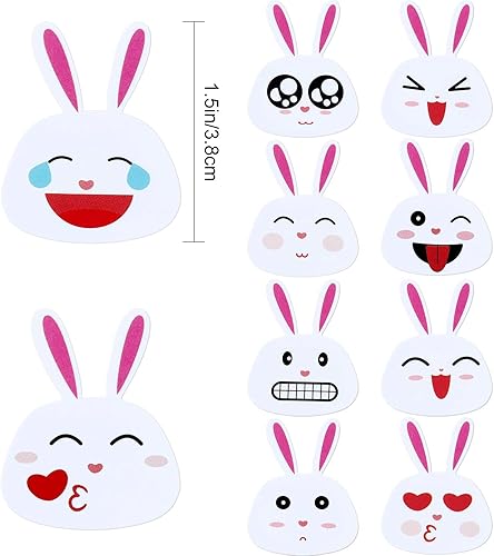 Miniatura 3 de Chuangdi Calcomanías de conejo de Pascua, calcomanías de cara de conejo, calcomanías de Pascua de 1.5 pulgadas, etiquetas adhesivas para recuerdos