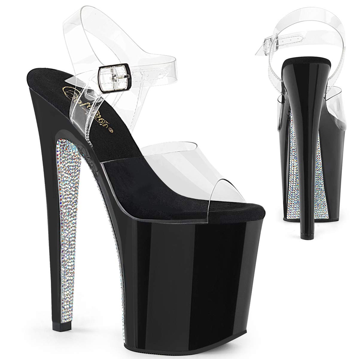 Pleaser XTREME-808CRS Clr/Blk-SLV RS