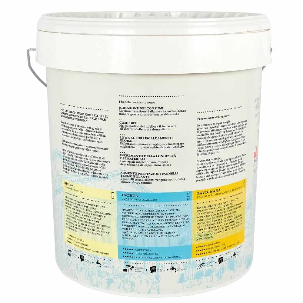 Nisida Membrana Elastica Impermeabilizzante Pedonabile Termoriflettente Antialga (Litri 4, Bianco)