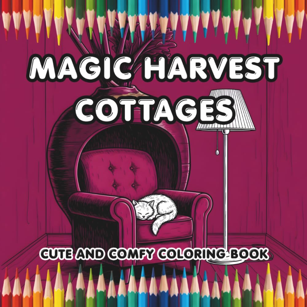 Magic Harvest Cottages: Cute and Comfy Coloring Book Bold and Easy, Tiny Vegetable Homes with Adorable Animals for Relaxation