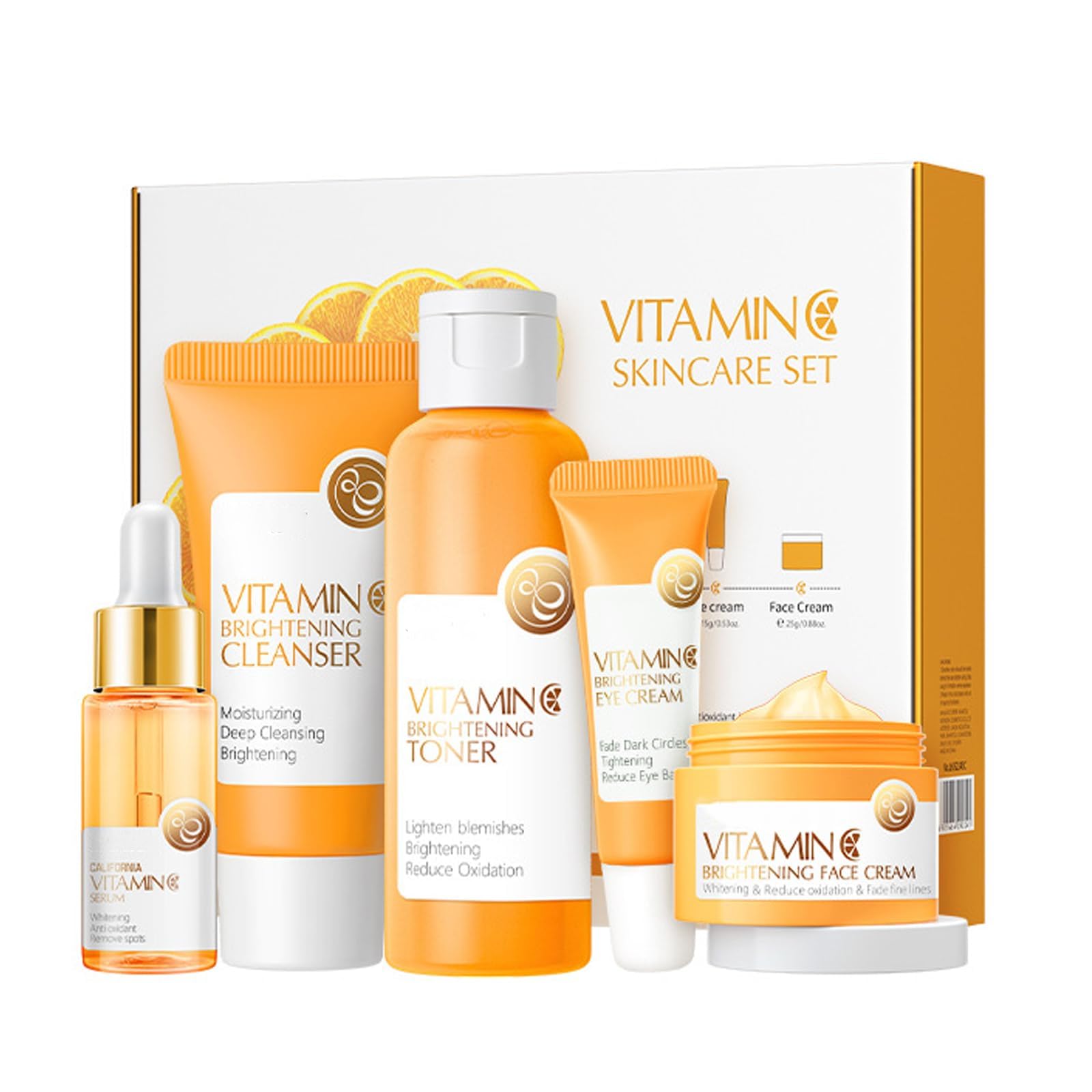 Skincare Gift Set for Teenage Girls,Vitamin C Skin Care - 5 Piece Gentle Cleaning & Travel Size Kit With Cleanser, Toner, Face Serum,Eye Cream,Face Cream Brighten