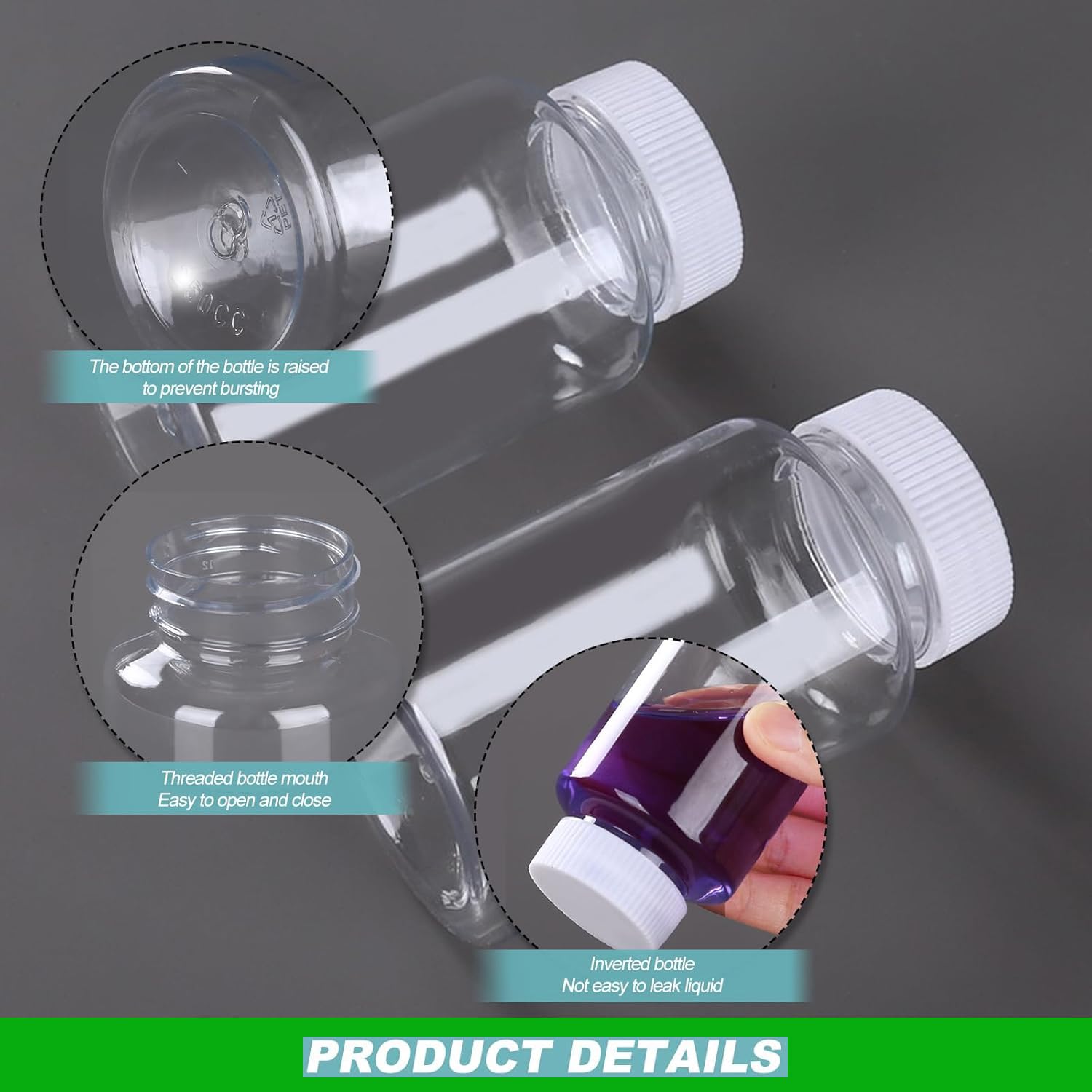 Flacone in plastica trasparente da 100 ml con coperchio ermetico, per viaggi, cosmetici, liquidi (confezione da 100 pezzi), Trasparente, moderno