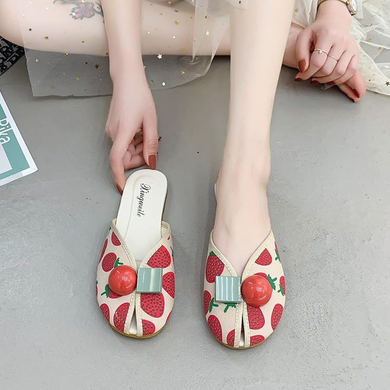 Loizziuy Strawberry Sandals Slippers for Women Beach Shoes Non-Slip Cute Comfortable Outdoor Indoor Slippers for Summer4