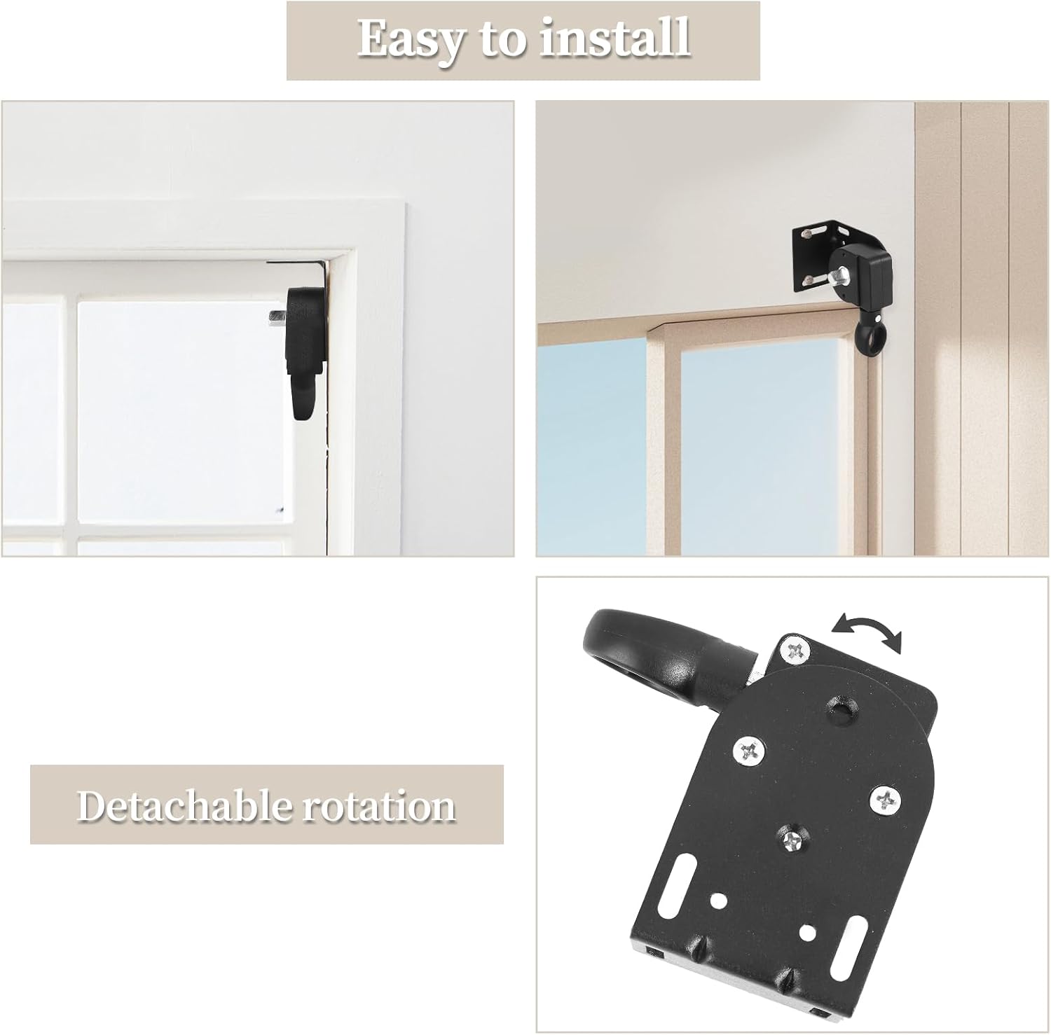 [Enmpnornb] Roller Shade Hardware coolaroo Replacement Parts Bungee Cords with Balls (Black, 1 Set Bracket)