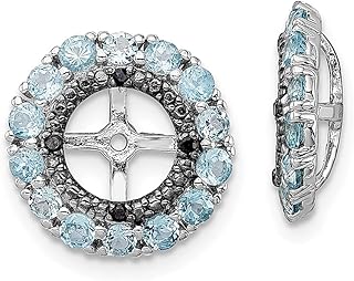 Brincos de Prata Esterlina 925 Topázio Azul Suíço Safira Preta Jaqueta Pedra do Nascimento Dezembro Joias Finas Para Mulheres Presentes Para Ela, Cristal Pedra Cristal Pedra Safira, Topázio Safira