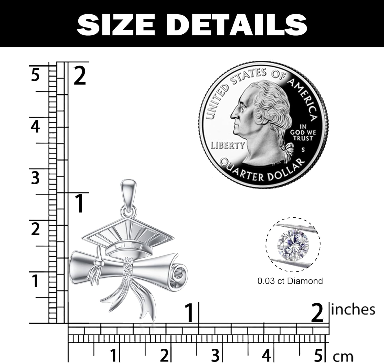 WSX Sterling Silver Graduation Necklace Gifts for Her S925 Diploma Cap Pendant for Daughter Niece Granddaughter Best Friend