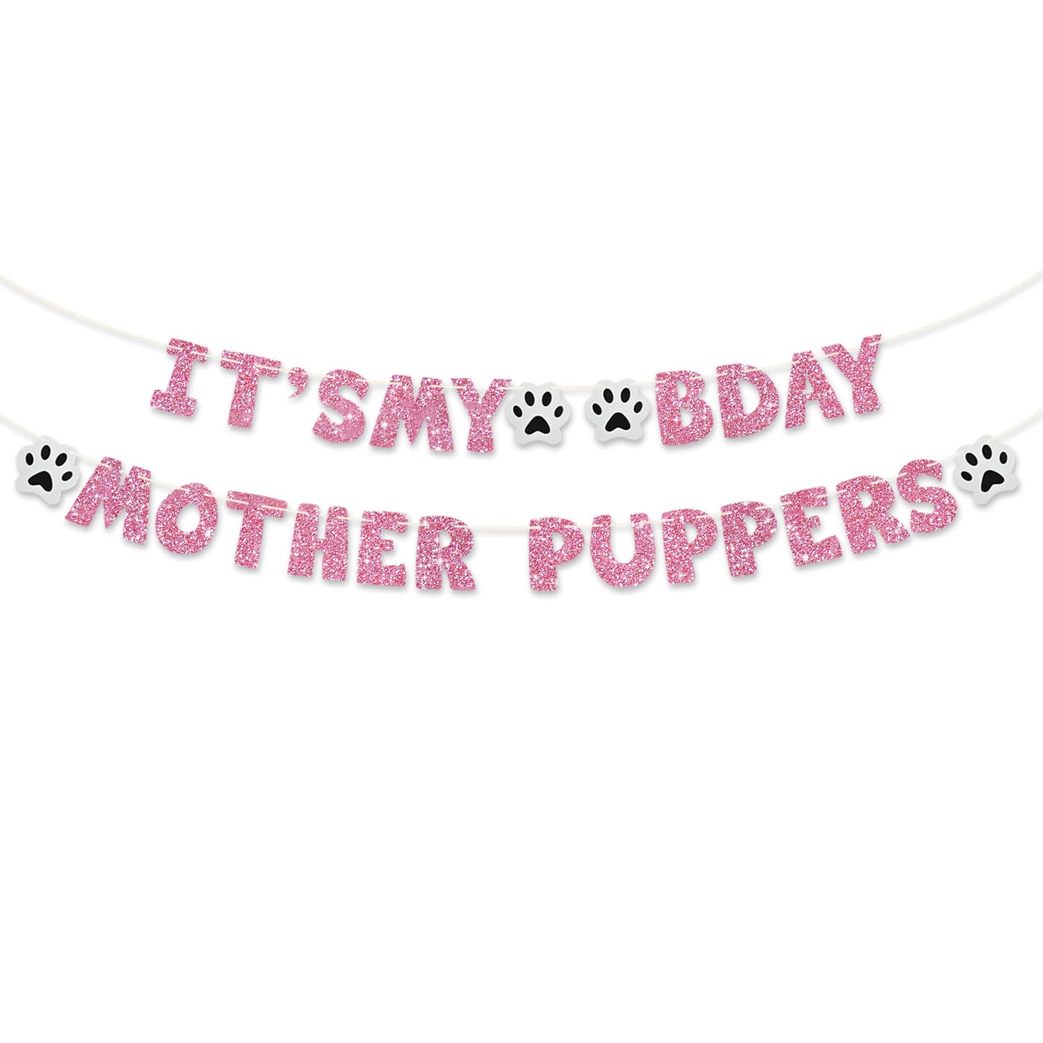 BEISHIDA Pink Itβs My Bday Mother Puppers banner, NO DIY,Cat/Dog Birthday decorations,Cat/Dog birthday party Supplies, Dog Paw Party Bunting Sign, Puppy Dog Pennant Decor