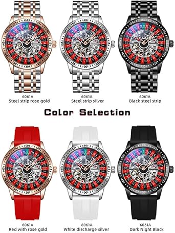 Luxury Skeleton Automatic Watch, Stainless Steel Band, Roulette Style Dial , Silver, Luxury Business