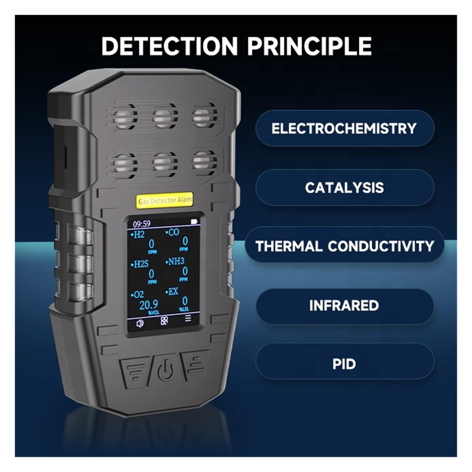 Gasdetektor, S318 Tragbarer Mehrgasdetektor 6-in-1-Gasanalysator mit externer Pumpe