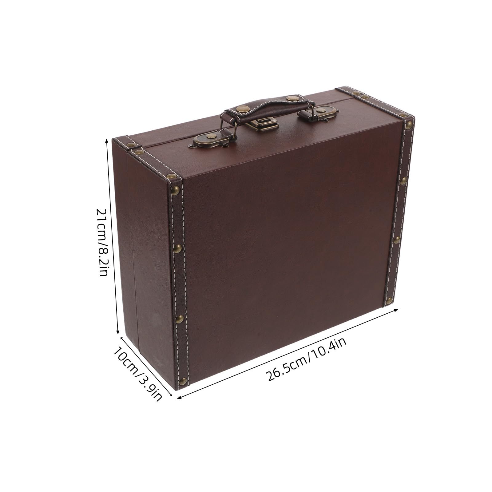 Vintage Holztruhe Fotorequisite, kleiner Retro Vintage Koffer, braun mit PU Leder, für Fotoshooting und Schaufensterdekoration