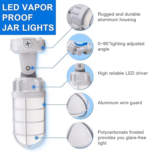 Miniatura 4 de Luz LED de tarro de gelatina hermética al vapor, 21W, 2562LM 5000K montaje industrial de paredtecho, accesorio de iluminación de tarro a prueba
